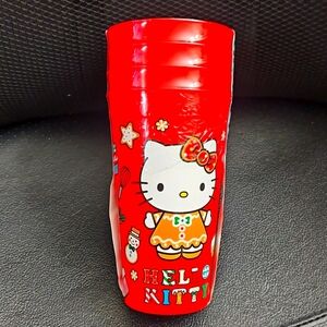 Hello Kitty Set of Fout Plastic Red Tumbler 22oz  NWT
